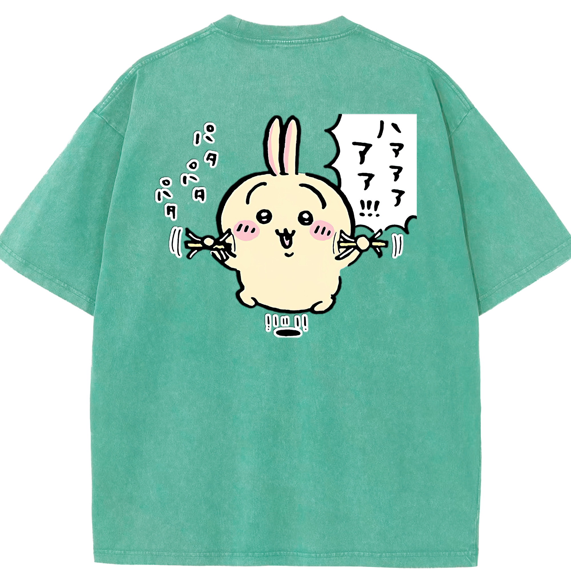 （画像用） ちいかわ うさぎ Chii-kawa usagi 綿100% ヴィンテージ風 半袖Tシャツ（背面プリント）
